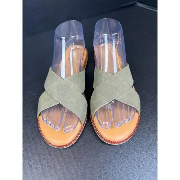 Cynthia Rowley Libra Criss Cross Green Sandal Sz 7.5 - Picture 2 of 8